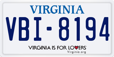 VA license plate VBI8194