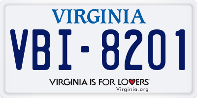 VA license plate VBI8201