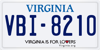 VA license plate VBI8210