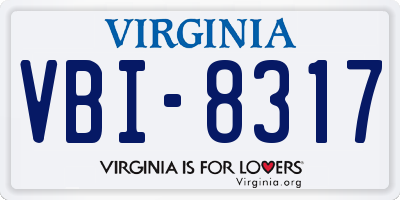VA license plate VBI8317