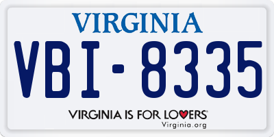 VA license plate VBI8335