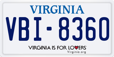 VA license plate VBI8360