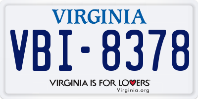 VA license plate VBI8378