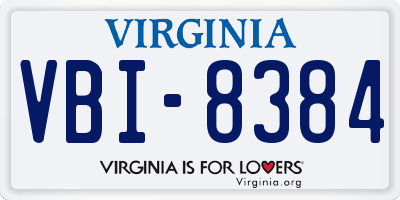 VA license plate VBI8384