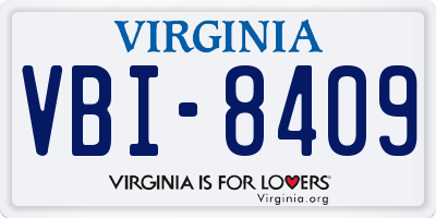 VA license plate VBI8409