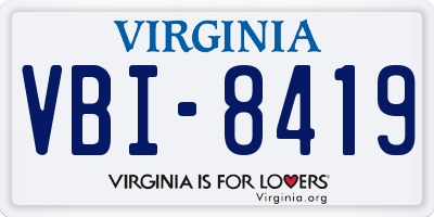 VA license plate VBI8419