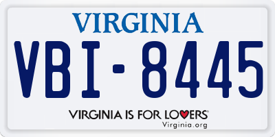 VA license plate VBI8445