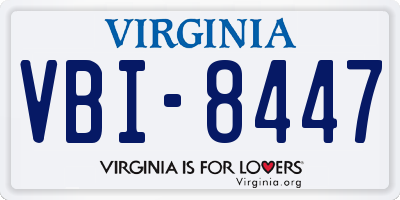 VA license plate VBI8447