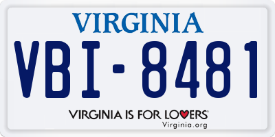 VA license plate VBI8481