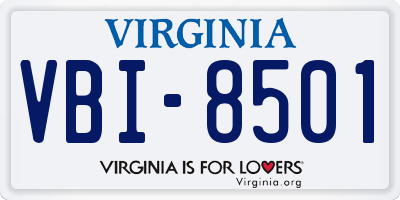 VA license plate VBI8501
