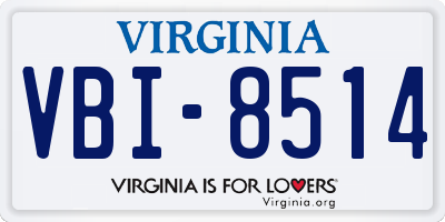 VA license plate VBI8514