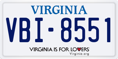 VA license plate VBI8551