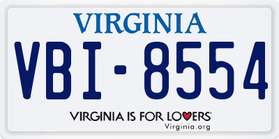 VA license plate VBI8554