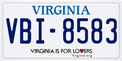 VA license plate VBI8583