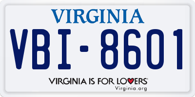 VA license plate VBI8601