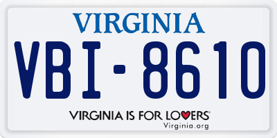 VA license plate VBI8610