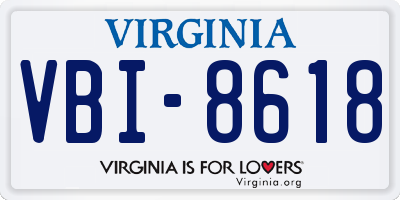 VA license plate VBI8618