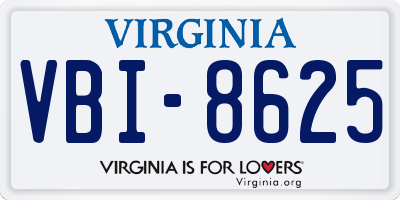 VA license plate VBI8625