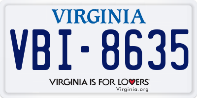 VA license plate VBI8635
