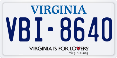VA license plate VBI8640