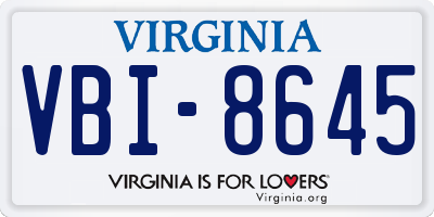 VA license plate VBI8645
