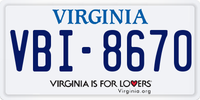 VA license plate VBI8670