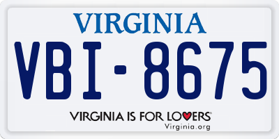 VA license plate VBI8675