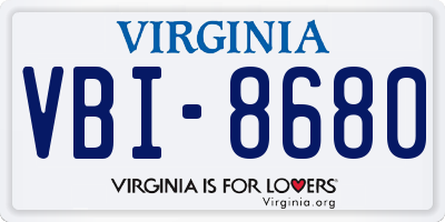 VA license plate VBI8680
