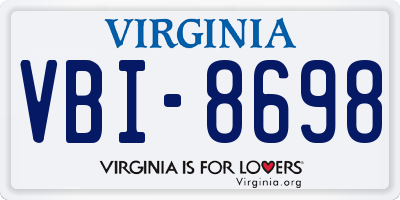 VA license plate VBI8698
