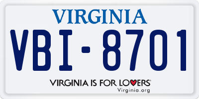 VA license plate VBI8701