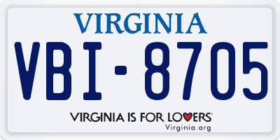 VA license plate VBI8705