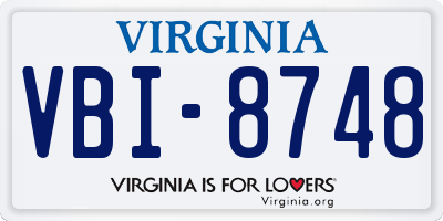 VA license plate VBI8748