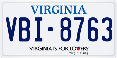 VA license plate VBI8763