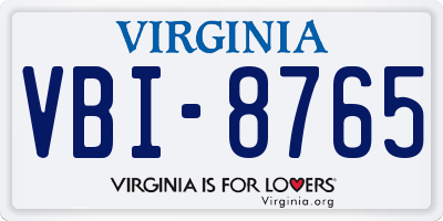 VA license plate VBI8765
