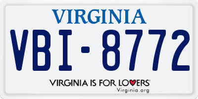 VA license plate VBI8772