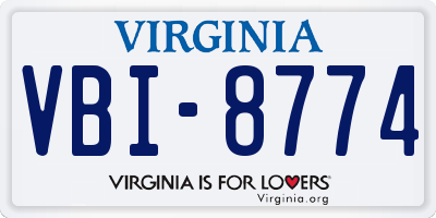 VA license plate VBI8774