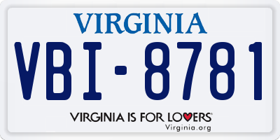VA license plate VBI8781