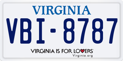 VA license plate VBI8787