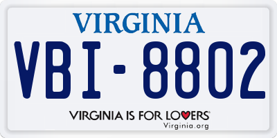 VA license plate VBI8802