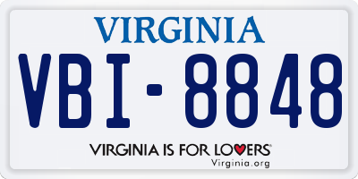 VA license plate VBI8848