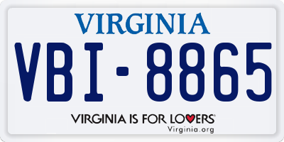 VA license plate VBI8865