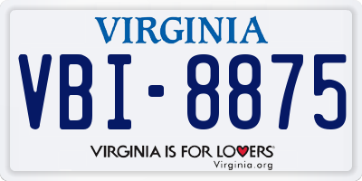 VA license plate VBI8875
