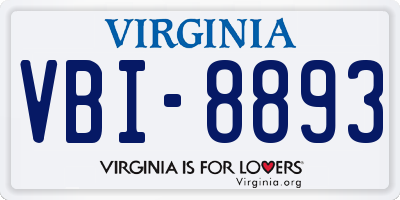 VA license plate VBI8893