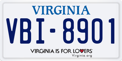 VA license plate VBI8901