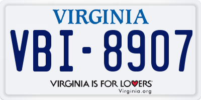 VA license plate VBI8907