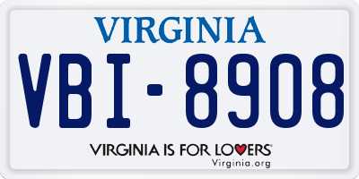 VA license plate VBI8908