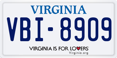 VA license plate VBI8909