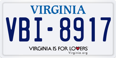 VA license plate VBI8917