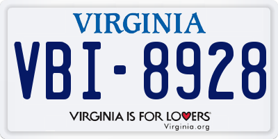 VA license plate VBI8928
