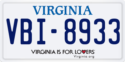 VA license plate VBI8933